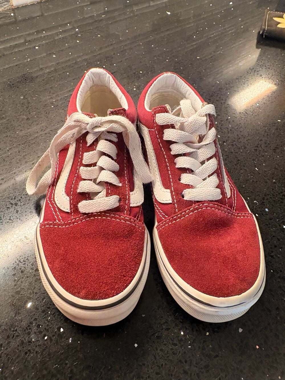 Vans Old Skool Red White Suede Kids Sneakers Size 12